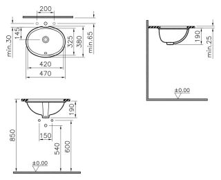 Раковина Vitra Arkitekt 6039B003-0012  42cm-цвет белый